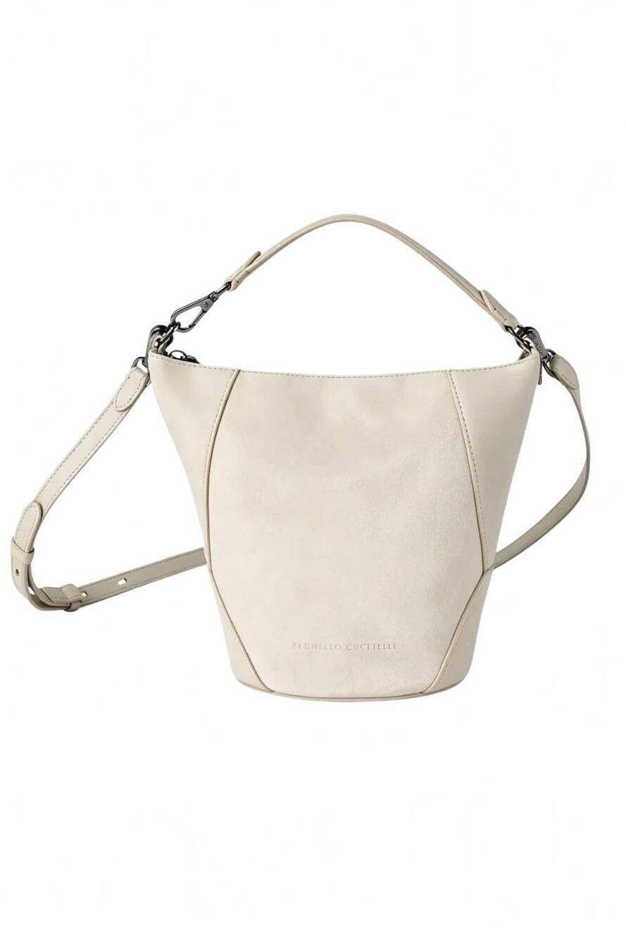NEW BRUNELLO CUCINELLI women's duo bucket handbags in ivory